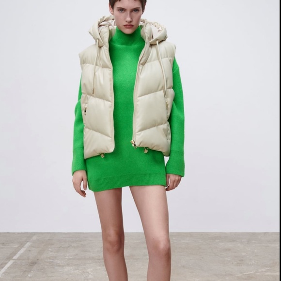 Zara Tops - Zara Hooded faux leather vest